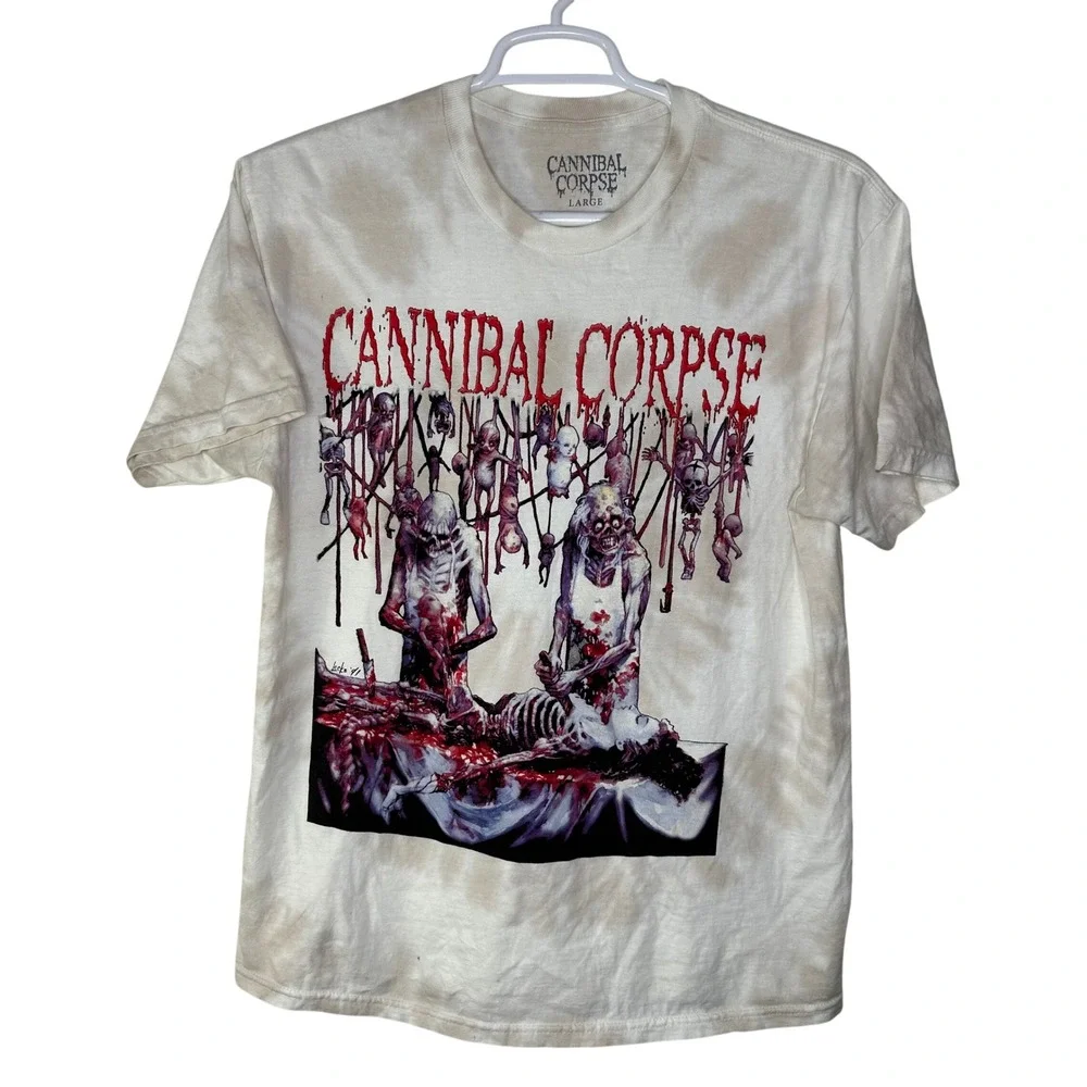 Cannibal Corpse Butchered at Birth Metal Band Shirt‎ Mens Large Tan Tie Dye 2021